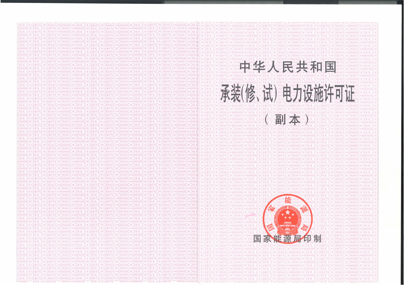承裝（修、試）電力設(shè)施許可證